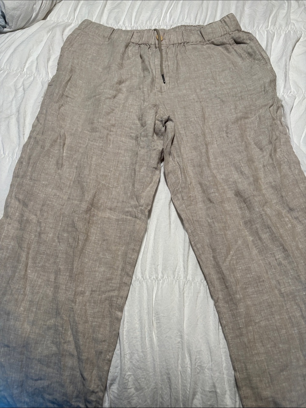 Quince Men's Linen Drawstring Pants - Taupe Beige - Picture 2 of 11
